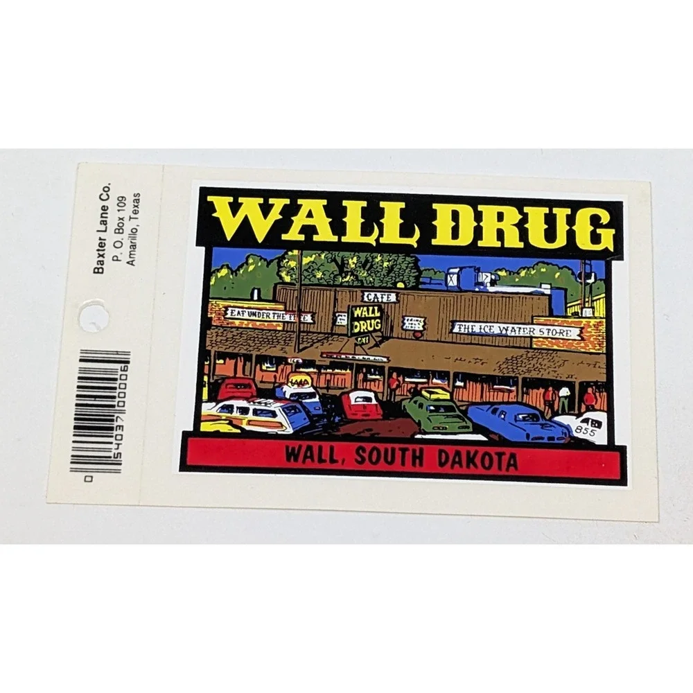 Vintage Baxter Lane Decal Wall Drug South Dakota Art Travel Cars‎ State America
